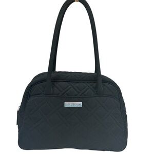 Vera Bradley Classic Black Quilted Medium Bowler Hand Bag with Coin Purse_NWT